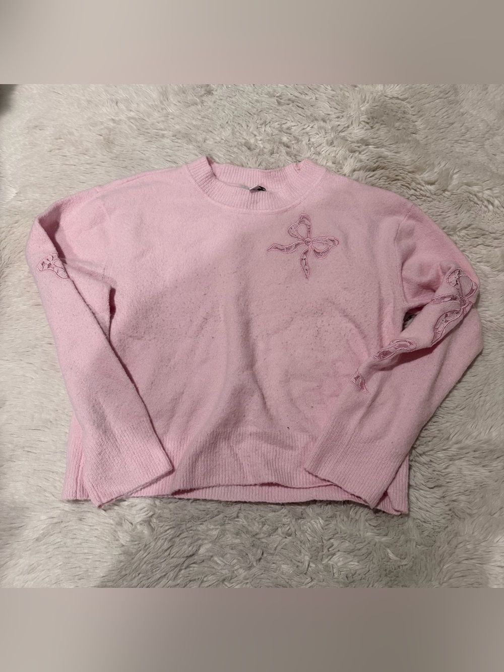 CeCe Lace Bow Inset Sweater